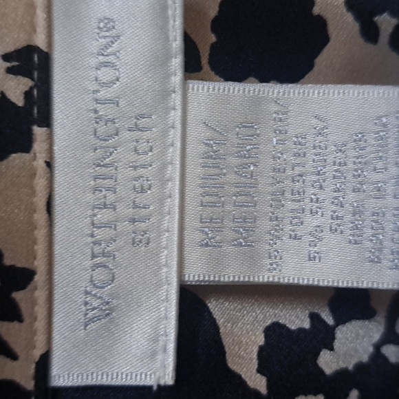 Worthington Stretch Tan/Black Satiny Soft Button-Up Tunic. Size Medium NWOT - Picture 9 of 10